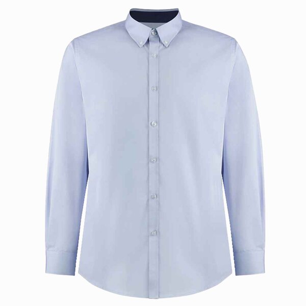 Kustom Kit Premium Long Sleeve Contrast Tailored Oxford Shirt Thumbnail